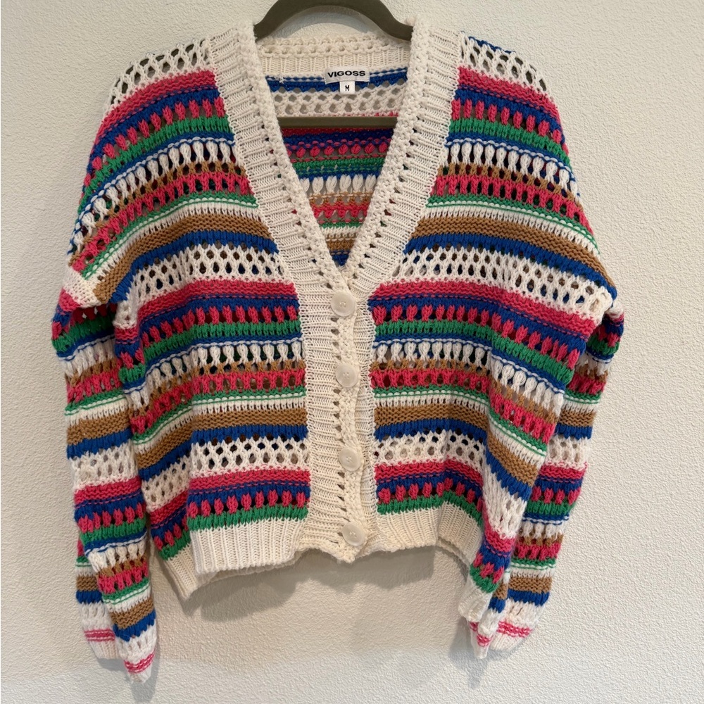 Vigoss Multicolor Striped V-Neck Sweater